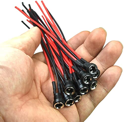 5,5 mm x 2,1 mm DC Flush Socket 12 V Plug DC Connector DC Hollow Plug 10 Pieces 5.5 mm x 2,1 mm DC Power Jack Socket met kabel, voor audio/video/Mobile Phone/Surveillance Camera's 4
