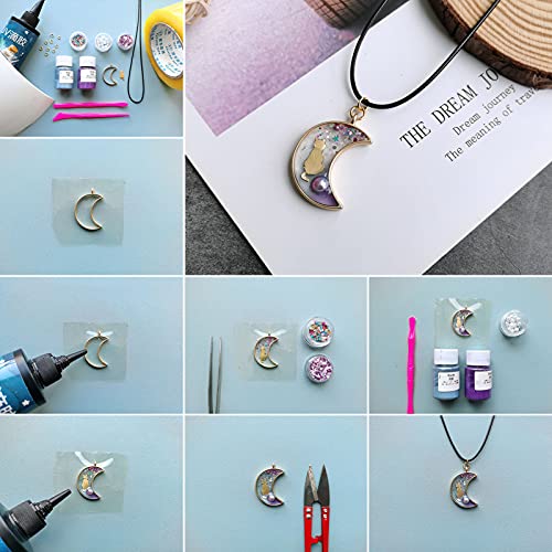 60 stuks Kat Honden Dieren Thema, Gold Hars Fillers, 12 Styles, Legering Bochons, Platte rug, Epoxy Hars Supplies voor UV-hars Fillers, sieraden maken en ambachten 5