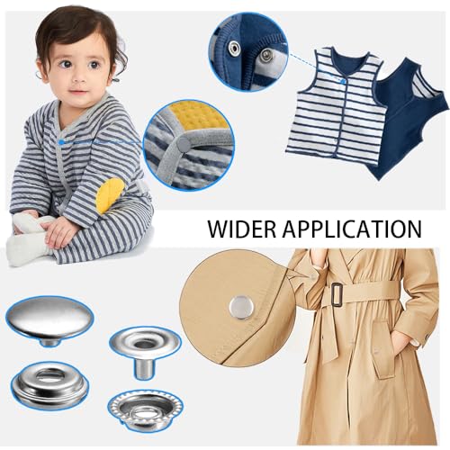 Snap sluiting Set, 80 stuks, Spring Snap bevestigingsmiddelen, Roestvrij stalen drukknop, 15mm, Heavy Duty Brass Canvas Snap Button, Marine Quality Boat, Canvas Snap Buttons voor kleding, Boottas 5