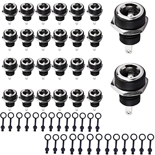 5,5 x 2,1mm /5,5 x 2,5 MMDC Power Jack Bus 2 Terminals Bus Panel Mount Power Plug Adapter met stofdichte hoes 52 stuks