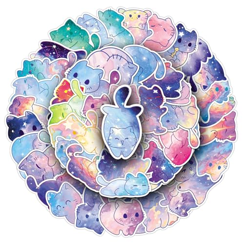 Cat Stickers voor tieners en volwassenen, 50 stuks, Cat Vinyl Sticker Set, Auto, Motorfiets, Fiets, Skateboard, Snowboard, Bagage, Laptop, Koffer, Helm, Motorfiets, Computer