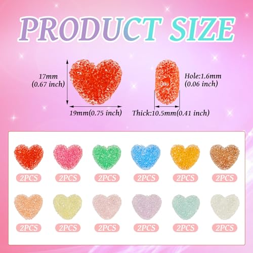 24st Drusy Heart Resin kralen met Rhinestone 12 Kleuren Candy Kleuren kralen liefde hart Drusy kralen Spacer kralen voor DIY ketting oorbellen ambachten sieraden maken 4