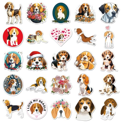 Beagle Stickers voor tieners en volwassenen, 50 stuks, leuke dieren, Vinyl Decals, Set van Auto, Motorfiets, Fiets, Skateboard, Snowboard, Bagage, Laptop, Koffer, Helm, Motorfiets, Computer