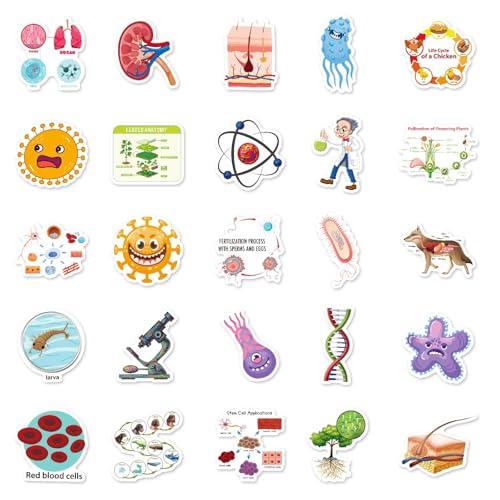 Fysica, Chemie, Biologie Stickers voor tieners en volwassenen, 50 stuks, Experiment, Student, Vinyl Sticker Set, Auto, Motorfiets, Fiets, Skateboard, Snowboard, Bagage, Laptop, Koffer, Helm 4