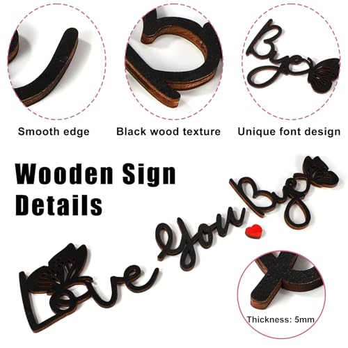 Love You Bye Teken boven deur, Wooden Door Topper Love You Bye Wall Sign Decoration for Home Entrance Corridor Windows Farm Wall Art 4