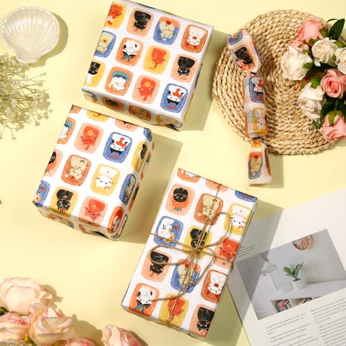 30 blad weefsel papier, 50x35cm schattig oranje kat Gedrukt cadeauverpakking Papier voor verjaardagen Baby Douches Huisdier partijen doe-het-zelvers 3