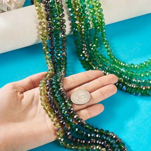 9 Strands Facet Glas Rondelle kralen 8mm Green Crystal Glas Lose Ronde Kralen Bulk voor vriendschap armband ketting oorbellen sieraden maken 5