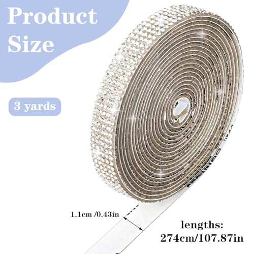 Crystal Rhinestone Band, Glitter Stones Zelfklevende Diamanten Band, Zilver Kleefstof Glitter Band voor Kleding, Bruiloft, Ambachten, Cadeau Decoratie (Zilver)