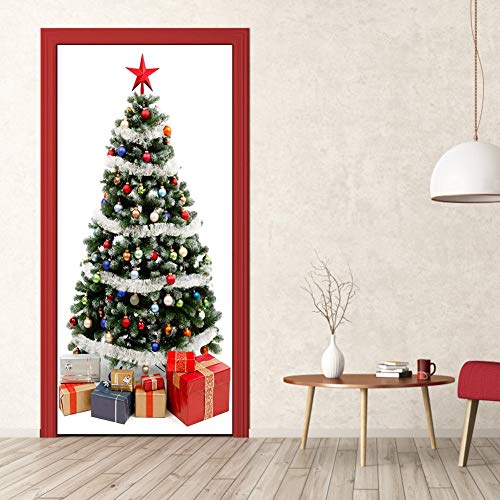 Waterdichte 15.2x39.4in Mural Wall Sticker, Verwijderbare Window Sticker, voor Kerstmis Decoraties Eetkamers Slaapkamers Salons Showcase Decoratie(Kerstmis boom door stickers) 3