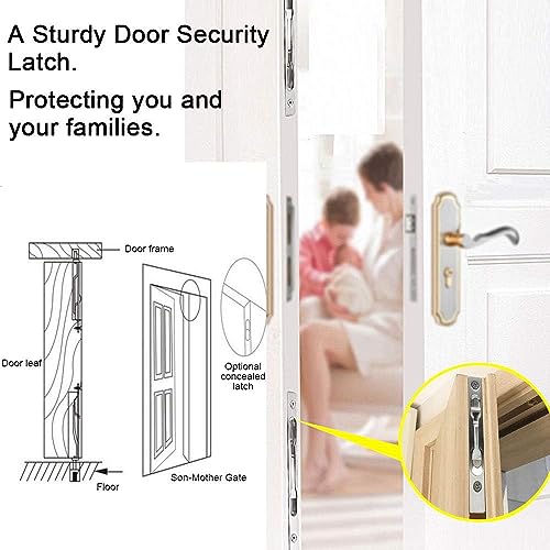 Deur Bolt Schuifslot, Zilver Roestvrij staal Verborgen Countersunk Locking Home Gate Door Security Fittings (200mm) 5