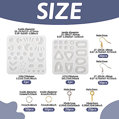 Harsvorm Kit hangers Silicone mallen Epoxy Hars met oorbellen haken Jump Rings Schroef Eye Pin Peg Bails voor oorbellen sieraden maken 3