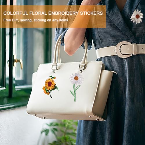 Verpakking van 32 Appliques Patches Decoratieve geborduurde patches Applique set gemengde kleur Daisy zonnebloemen ijzer op patches Naaien Bloem Reparatie Patch voor DIY 3