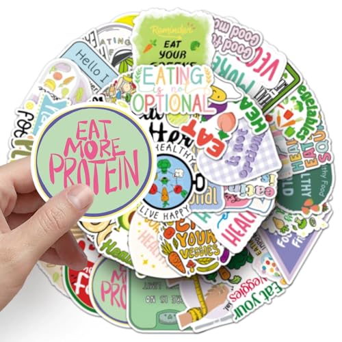 Voeding Gezondheid Stickers voor tieners en volwassenen, 50 stuks, Dieetgezondheid Vinyl Sticker Set, Auto, Motorfiets, Fiets, Skateboard, Snowboard, Bagage, Laptop, Koffer, Helm, Motorfiets 4