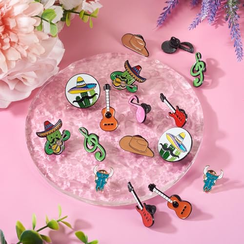 16 st. 8 Styles Muziek Emaill Pins Legering Guitar Brooch Western Music Thema Badge voor vrouwen Mannen Rugzak Kleding Handtas