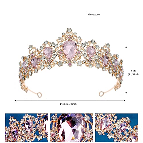 Princess tiara kristal kroon dames, blauwe strass kroon, bruiloft tiara kristal strass tiara kroon voor vrouwen meisjes kristallen dames haar kroon strass kristal koningin tiara