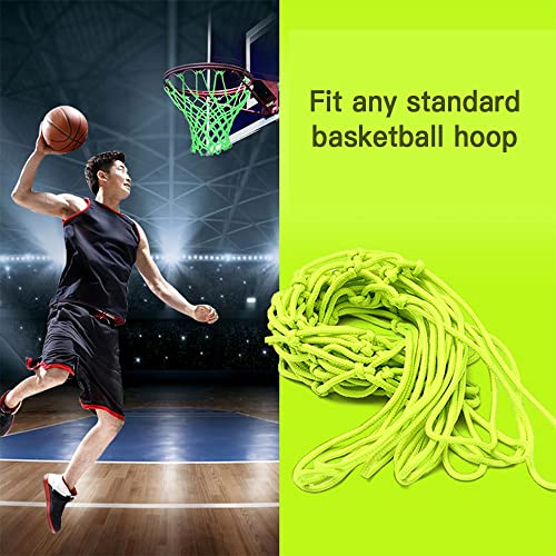 Glow in The Dark Basketball Net, 12 Loops Standaard Basketball Net, Duurzame Nylon, 45 Cm Geel, Geschikt voor binnen en buiten gebruik, Geweldig 3