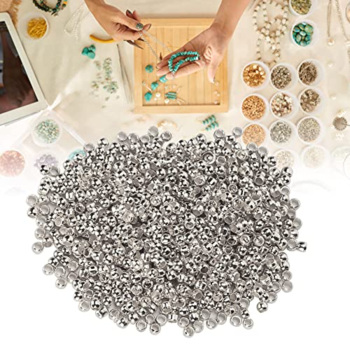 Ronde Spacer Kralen, DIY Stopper Kralen, Makkelijk te gebruiken sieraden maken Stopper Kralen Duurzaam 500Pcs Knijp kralen voor ketting armband DIY(Silver)
