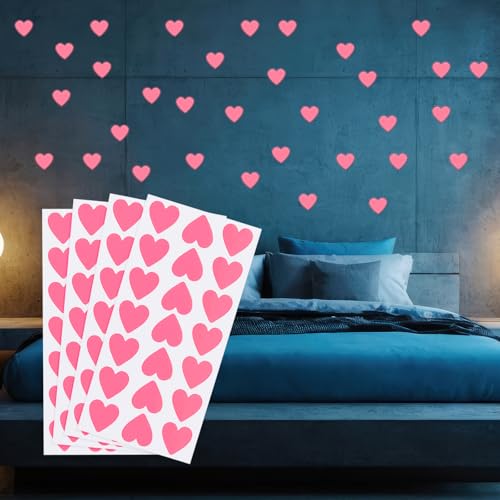 84st Glow in the Dark Heart Stickers, Zelfklevende Glow Heart Sticker Glow in the Dark Wall Stickers Lichte decoratie voor kamer Plafond Decoratie Party Verjaardag, Roze