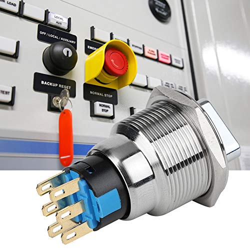 Inverter, 19mm 5A 5~14N Roestvrij staal Roestvrij stalen draaiknop Waterdicht IP67 Selective Switch(6 Pin And 3 Level)