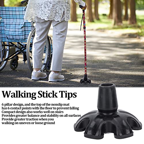 Siliconen Walking Stick Tip, 6 Pijlers Ontwerp Non-slip Traction Base Sterke stabiliteit Stool Tips, 22mm Walking Sticks Voetkussen Zware Rubber Thicker Walking Stick Stool Points 4