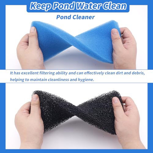 4Pcs Pond Filter Pads Vervanging, Coarse Fine Sponge Filter Media Compatibel met 52231 52229 Filter Box voor Buitenvijvers Aquaria Fonteinen Watervallen (Zwart, Blauw) 3