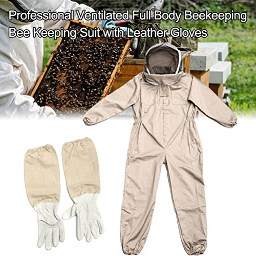Beekeeping Suit Veil Cap Hoed Kleding Professional Volledig lichaam Geventileerde Beekeeper Beschermende Suit (jas jas en broek) Beeeeping Costume Equipment Tools (L, Katoen-Round Veil) 4