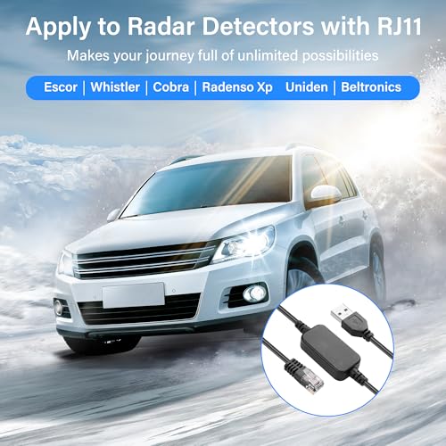 Radarwaarschuwingskabel, USB naar RJ11-plugkabel, 5V tot 12V, vervangingsradarwaarschuwingskabel, Boost-adapterkabel voor radarwaarschuwing met RJ11-laadpoort 5.57FT 4