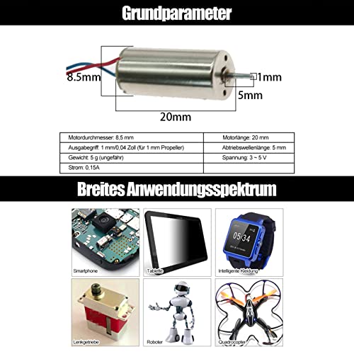 6 Stuks 8520 Motor, Krachtig Uitgangsvermogen Drone Motor 8,5 X 20 Mm Warmteafvoergat 3 Tot 5 V Spanning 12 Cm Staartcircuit voor Verbeterde Drone-mobiliteit 3