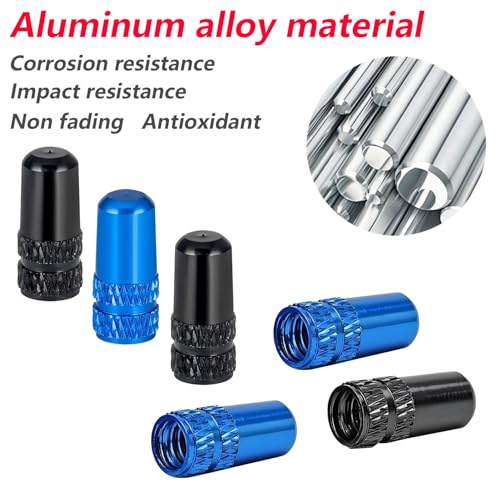 Verpakking van 8 Fiets Kleppen Presta Fietsventielcaps zwart en blauw 5