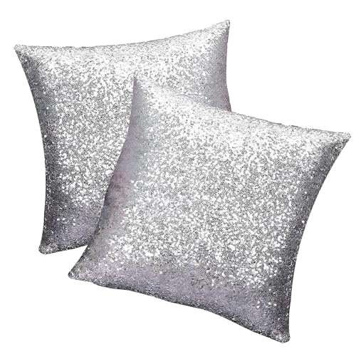 Kussenhoes 40 x 40 cm Sequins Silver Grey Sofa Kussen Hoes voor Home Cafe Decoratie Pack van 2