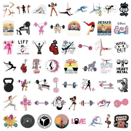 Fitness Inspirerende Stickers voor tieners en volwassenen, 50 stuks, Fitness Vinyl Sticker Set, Auto, Motorfiets, Fiets, Skateboard, Snowboard, Bagage, Laptop, Koffer, Helm, Motorfiets, Computer