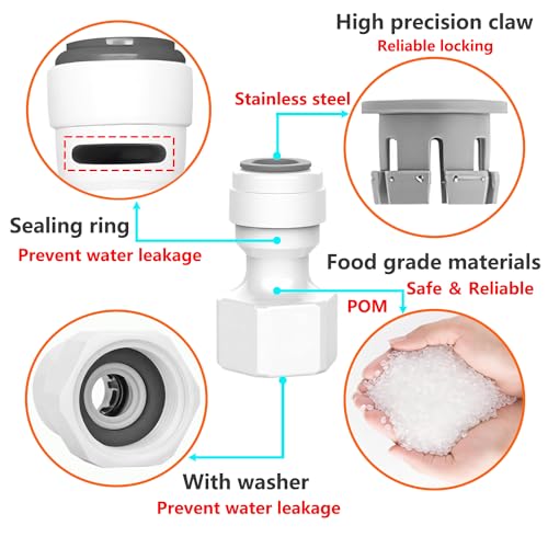 2Stuks waterfilter Quick Connector, 1/2" vrouwelijke draad tot 3/8" inch en 1/2" man tot 3/8" inch, waterfilter slang connector voor osmose 5