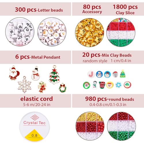 3186 stuks kerstkralen voor het maken van sieraden, alfabet letterkralen voor armbanden, kettingen maken, kleibedels voor meisjes, kinderen, sieraden, doe-het-zelf ambachten