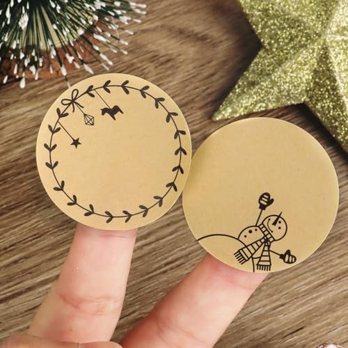 120 stuks Kerstverzegeling Sticker 4cm Ronde Zelfklevende Gift Label Xmas Kraft Sticky Sticker Envelop Seal Stickers voor Cadeaus Ambachten Decor 3