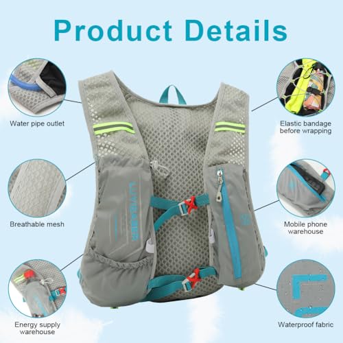 Running Rugpacks, Lichtgewicht Hydration Vest Rugzak met Reflectief Design, Vrouwen Mannen Functioneel Running Vest, Hydration Vest Pack voor Outdoor Klimmen Wandelen 3