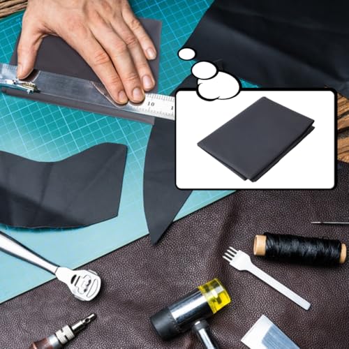 Leerstof Stof Stof 1.4 x 0,9 m 1 mm Dikke Zachte Faux lederen Rolls voor het bedekken van DIY ambachten Naaien Zwart 5