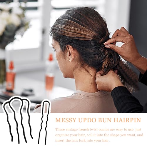 12 st. Metalen Hair Fork Clips Side Combs Vintage Franse Twist Comb Mesy Updo Buns Haarspeld U Shape Hairpin Styling Tool Accessoires voor vrouwen Meisjes Alle Haartypes (Zwart) 5