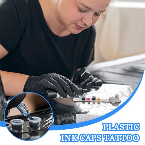 300 st. Plastic inktcaps Tattoo inktcups Pigment Cups Make-up Container Transparant en praktisch voor kleine tattoos Kleur en schilderijen Pigment Supplies Caps 12mm 5