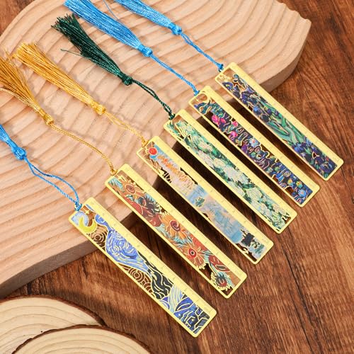 6 stukken metaal bloem bladwijzers Holle vintage olieverf Style bladwijzers met schaalborstel voor boekliefhebbers, bloem boek markeringen, het lezen van bladwijzers voor