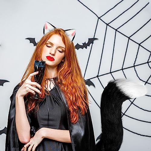 staart oren set vos bont staart Cosplay kostuum zacht fluffy Faux Fur Fox staart vos Ears hoofdband Halloween Cosplay Party Kids Volwassenen