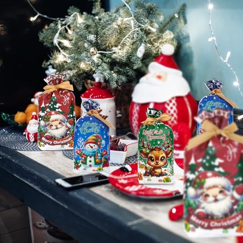 Kerst Trekkoord Zakken Set 30 Stuks - Xmas Gift Multipack Met String voor Plastic Present Geschenken Treat Supply 5