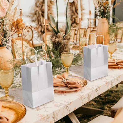 12 stuks Zilveren Cadeautassen, Metallic Paper Rechthoekige Tas, Glitter Kraft Papier Winkelmandjes met handvatten voor kleine bedrijven, Party, Verjaardag, Bruiloft, Bruidsdouche, 20 3