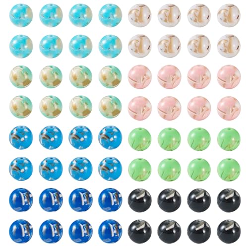 120st Stenen & Trochus Shell kralen 8mm ronde edelsteen Spacer kralen 8 kleuren synthetische stenen sieraden kralen Bulk voor ambachten armbanden sieraden maken