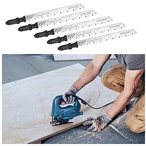 Puzzelbladen 5PCS T101D T-Shank Jig Saw Universeel blad Jig Blade Assortiment voor het snijden van metaalhout PVC en meer - pasvorm Bosch, Dewalt, Hitachi, Makita, Festool etc 5