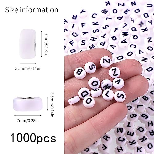 Acryl brief kralen 1000 stuks ronde acryl Enkele witte brief kralen ketting accessoires voor sieraden maken kinderen ambachtelijk naam armbanden