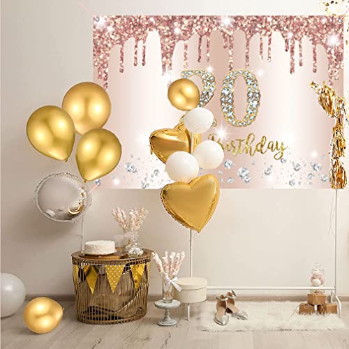 20e verjaardag decoratie vrouwen,20e verjaardag decoratie roos goud glitter vlekken stof schild poster,20e verjaardag achtergrond banner vrouw 20e verjaardag feest decoratie 3