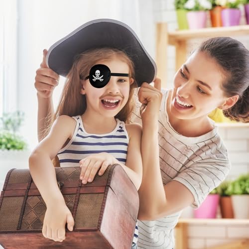 2 stuks Piraatoogmasker, met schedel en kruis Bones Design voor kinderen en volwassenen Verstelbaar Herbruikbare Piraatoogmasker voor Halloween Kleding 4