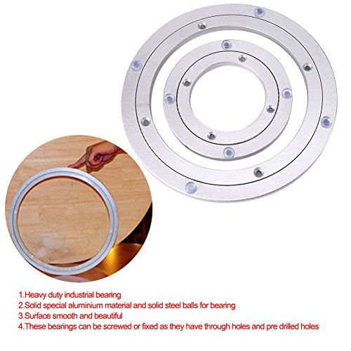 Lazy Susan Tafelblad Rotating Plate, Ballager Televisie, Aluminium voor Eettafel, TV, Monitor, Keukengerei UVM, Buitendiameter: 14 cm 4