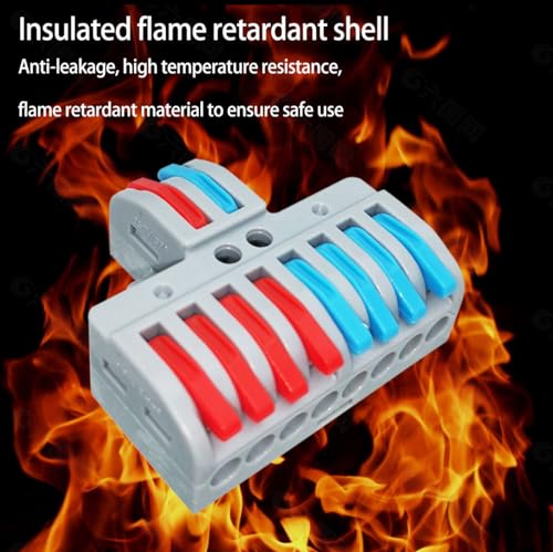 Elektrische Terminalblokken, 6 stuks Elektrische Quick Connectors, 2 Inputs 8 Outputs Bilaterale Socket Compact Ladder met bevestigingsschroeven 5