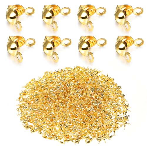 600 st Stainless Steel Squeeze Kralen clasps, Pearl Caps, ketting clasps, zilver, 304 roestvrij staal, sieraden clasps, Clamshell Knop voor knoopjes en sieraden maken, Accessoires (0.8x0.4